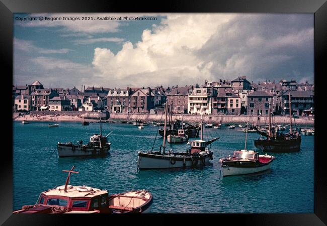 Stormy Sky and Fishing Boats St Ives Cornwall 1956 Framed Print by Bygone Images