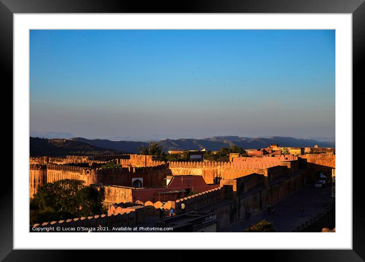 Sunset on 17th century Jaigarh Fort at Jaipur, Rajasthan, India Framed Mounted Print by Lucas D'Souza