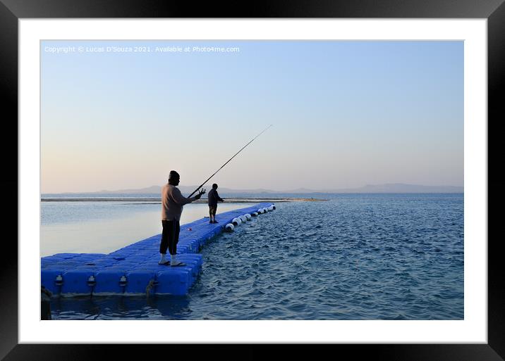 Early morning fishing in a creek Framed Mounted Print by Lucas D'Souza