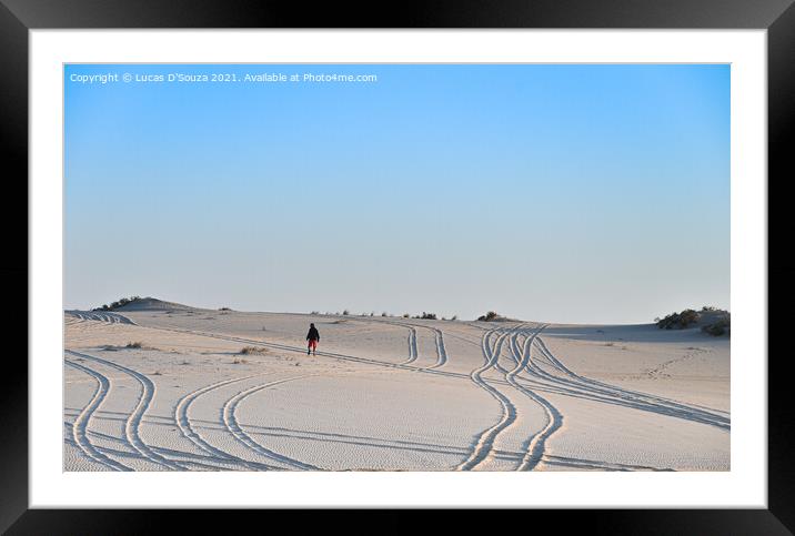 Tracks on the desert sand Framed Mounted Print by Lucas D'Souza