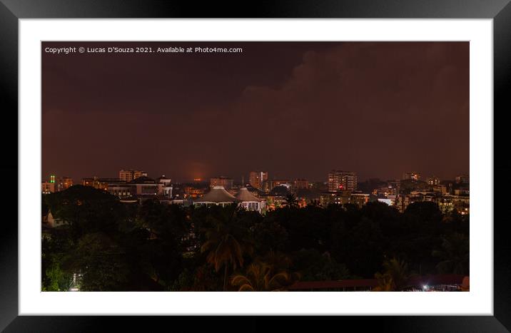 Night view of Mangalore city in India Framed Mounted Print by Lucas D'Souza
