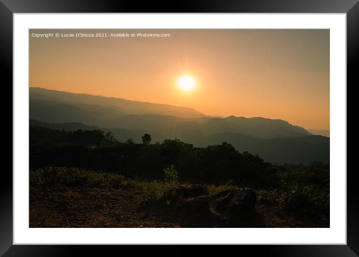 Sunset on the mountains at Madikeri, India Framed Mounted Print by Lucas D'Souza