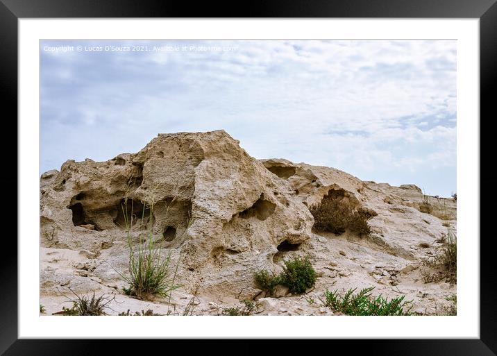 Volcanic rocks at Al Ghariya, Qatar Framed Mounted Print by Lucas D'Souza