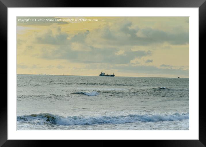 Ship on sea, approaching an harbour Framed Mounted Print by Lucas D'Souza