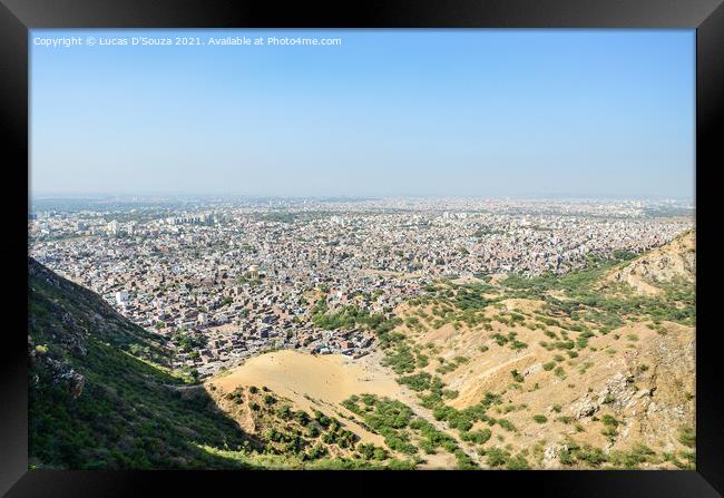 View of Jaipur city from Nahargarh fort in Rajasthan, India Framed Print by Lucas D'Souza