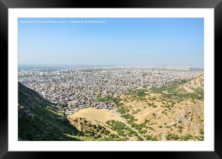 View of Jaipur city from Nahargarh fort in Rajasthan, India Framed Mounted Print by Lucas D'Souza