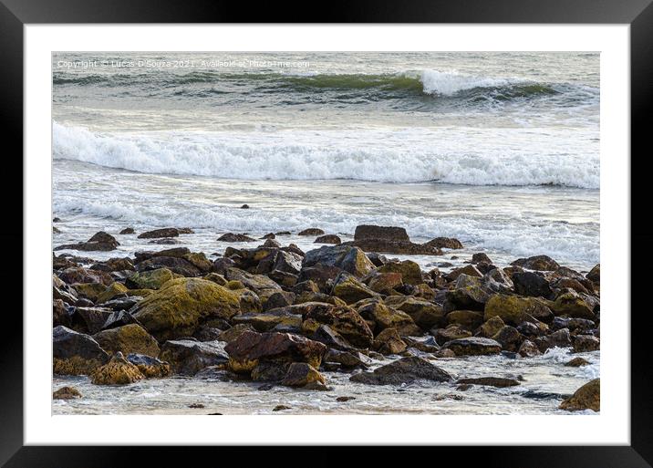 Sea waves breaking on the rocks Framed Mounted Print by Lucas D'Souza