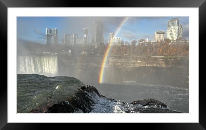 Rainbow at horseshoe falls Framed Mounted Print by Daryl Pritchard videos
