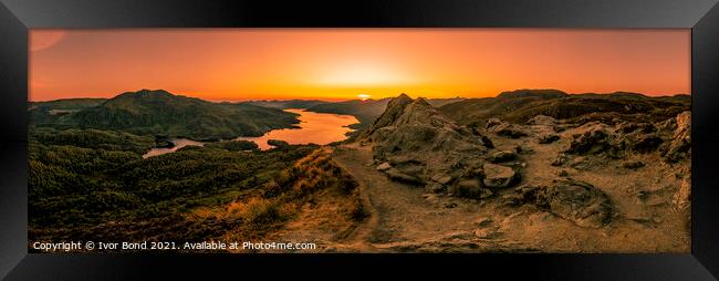 Ben A'an and Loch Katrine Sunset Panorama, Scotlan Framed Print by Ivor Bond