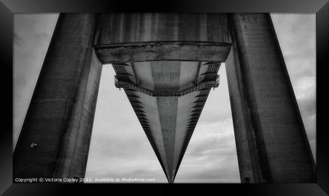 Humber Bridge abstract in monochrome Framed Print by Victoria Copley