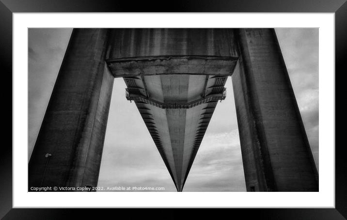 Humber Bridge abstract in monochrome Framed Mounted Print by Victoria Copley