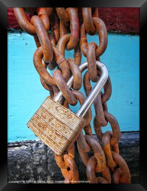 Lock and Chains Framed Print by Victoria Copley