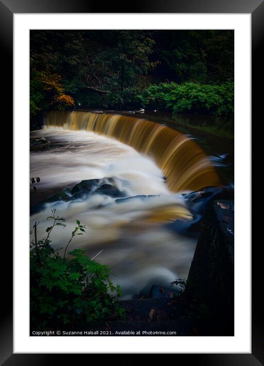 Weir at Hoghton Bottoms Chorley  Framed Mounted Print by Suzanne Halsall