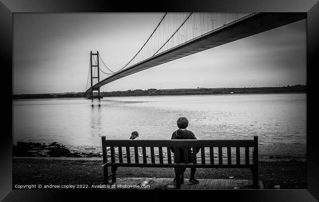 Children By The Bridge Framed Print by andrew copley