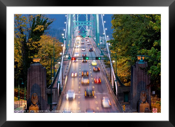 Lions Gate Bridge at Dusk Framed Mounted Print by Maria Janicki