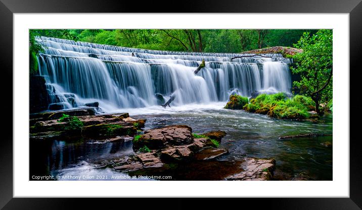 Waterfall at Monsal Head Framed Mounted Print by Anthony Dillon