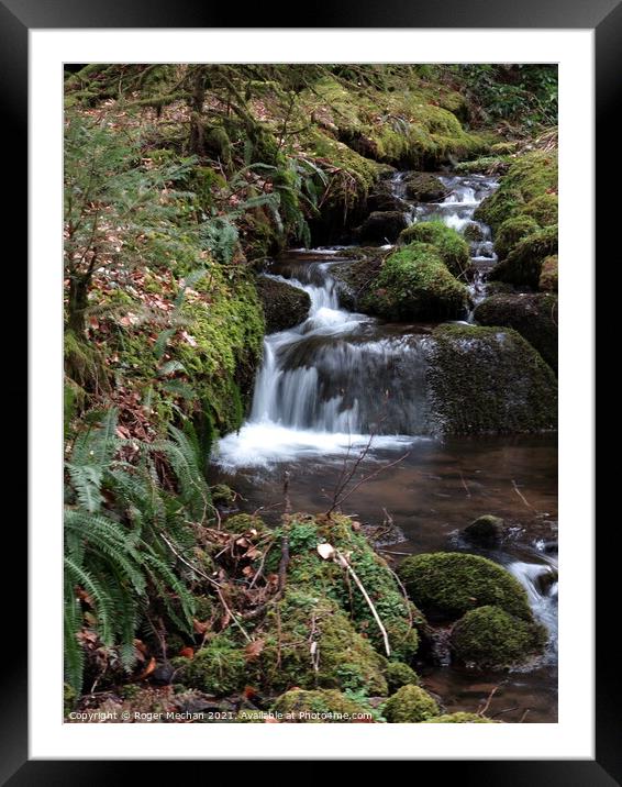 Mossy Waterfall Symphony Framed Mounted Print by Roger Mechan
