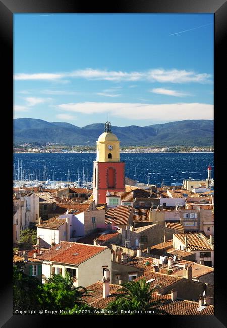 St Tropez's Red Roofs and Colourful Church Framed Print by Roger Mechan