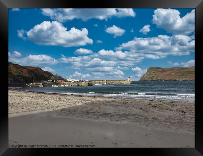 Serene Port Erin Shoreline Framed Print by Roger Mechan