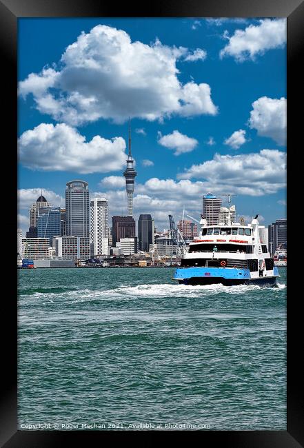 Auckland Skyline by Ferry Framed Print by Roger Mechan