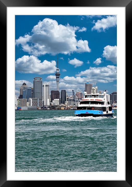 Auckland Skyline by Ferry Framed Mounted Print by Roger Mechan