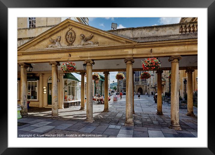 Bath Abbey's Colonnaded Portico Framed Mounted Print by Roger Mechan
