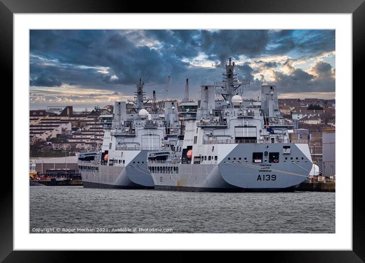 Twin Titans of the Royal Fleet Auxiliary Framed Mounted Print by Roger Mechan