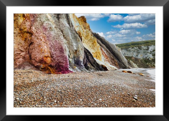 Vibrant Cliffs of Alum Bay Framed Mounted Print by Roger Mechan
