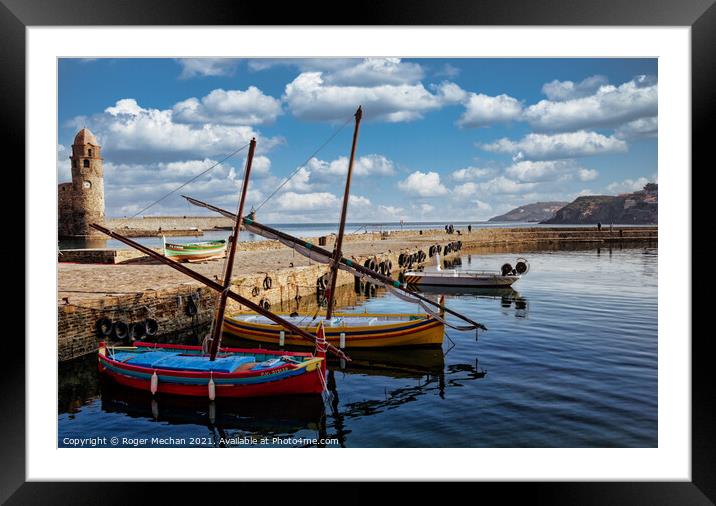 Tranquil Collioure Harbour Framed Mounted Print by Roger Mechan