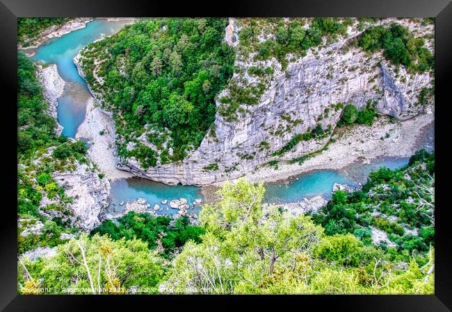 The Gorge of Verdon and river  Framed Print by Roger Mechan
