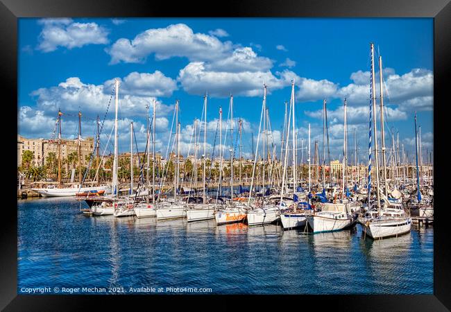 Serene Yachting Marina in Barcelona Framed Print by Roger Mechan