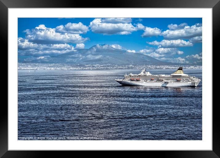 Serene Naples Bay with Iconic Mount Vesuvius Framed Mounted Print by Roger Mechan