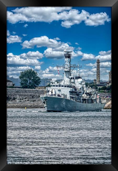 Royal Navy Frigate Entering Plymouth Sound Framed Print by Roger Mechan