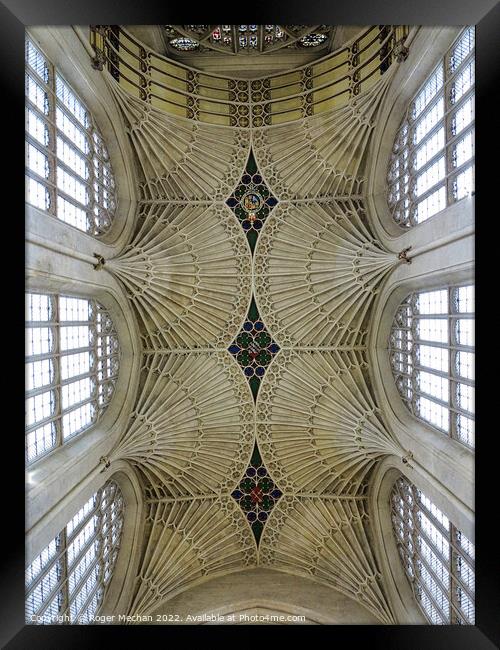 The Intense Beauty of Bath Abbey's Fan Vaulted Cei Framed Print by Roger Mechan