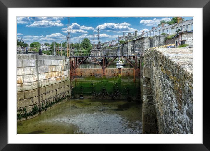 Tranquil Lock Gates of Charlestown Harbour Framed Mounted Print by Roger Mechan