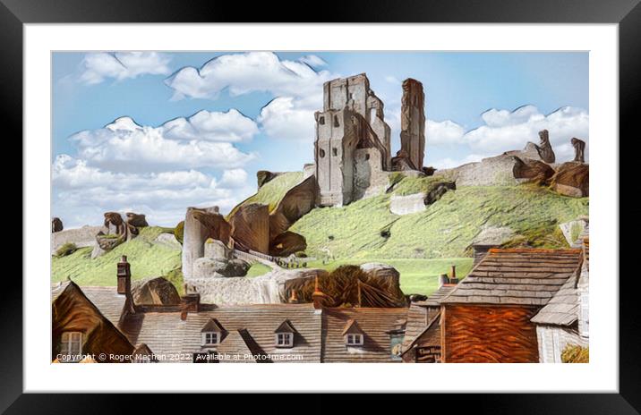 Ancient Ruins overlooking a Village Framed Mounted Print by Roger Mechan