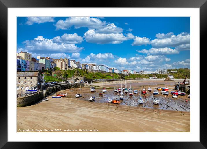 Colourful Tenby Beachscape Framed Mounted Print by Roger Mechan