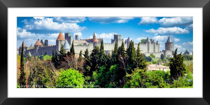 Carcassonne's Medieval Fortress Framed Mounted Print by Roger Mechan