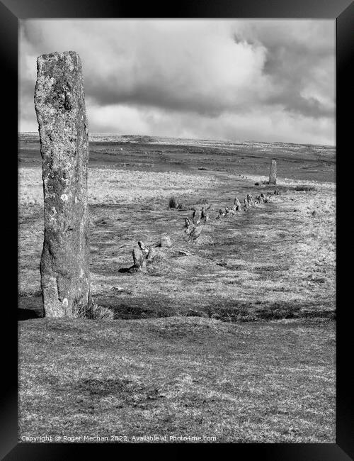 Enigmatic Megaliths on Drizzlecombe Dartmoor Framed Print by Roger Mechan