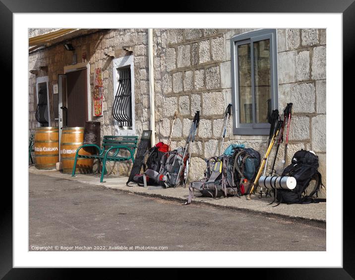 Resting at a Wine Barrel Cafe in Northern Spain Framed Mounted Print by Roger Mechan