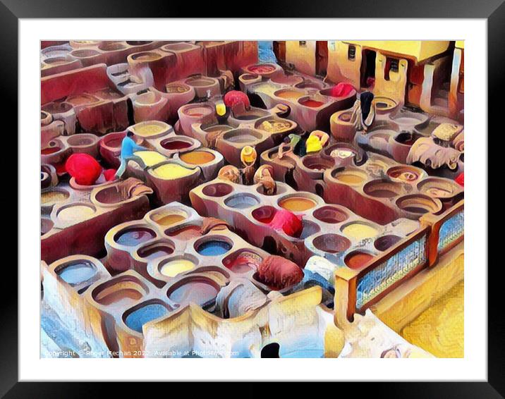 Vibrant Dye Pits of Fez Tanneries Framed Mounted Print by Roger Mechan