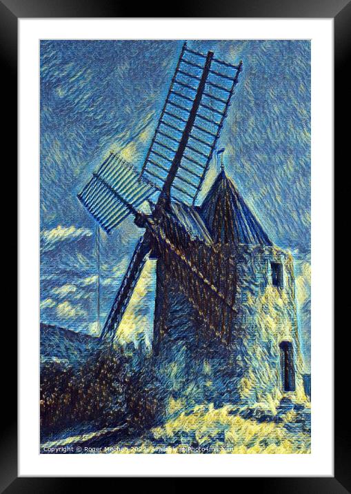 Iconic Windmill of Saint-Roch Framed Mounted Print by Roger Mechan