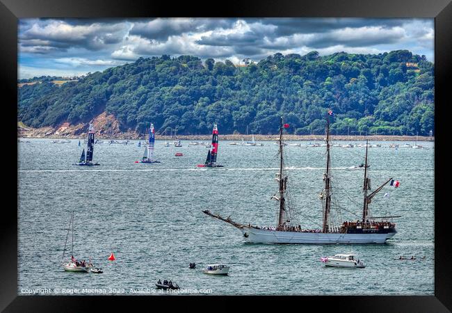 Sailing Rivalries in Plymouth Sound Framed Print by Roger Mechan