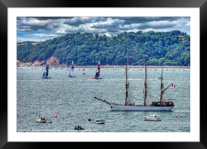 Sailing Rivalries in Plymouth Sound Framed Mounted Print by Roger Mechan