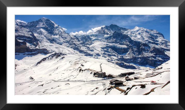 Snowy Peaks of the Swiss Alps Framed Mounted Print by Roger Mechan