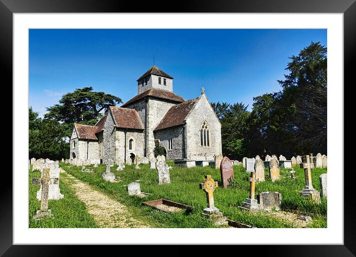 Ancient Saxon Church in Breamore Framed Mounted Print by Roger Mechan