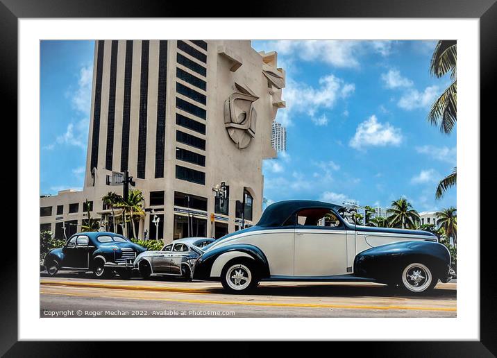 Art Deco Classic Cars Framed Mounted Print by Roger Mechan