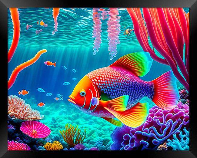 Vibrant Aquatic Life Framed Print by Roger Mechan