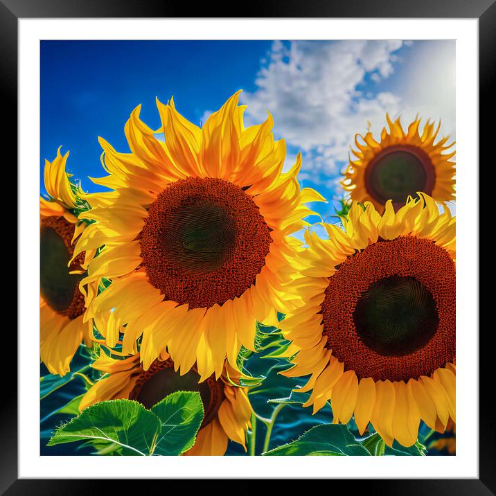 Sunflowers: A Bounty of Yellow Framed Mounted Print by Roger Mechan