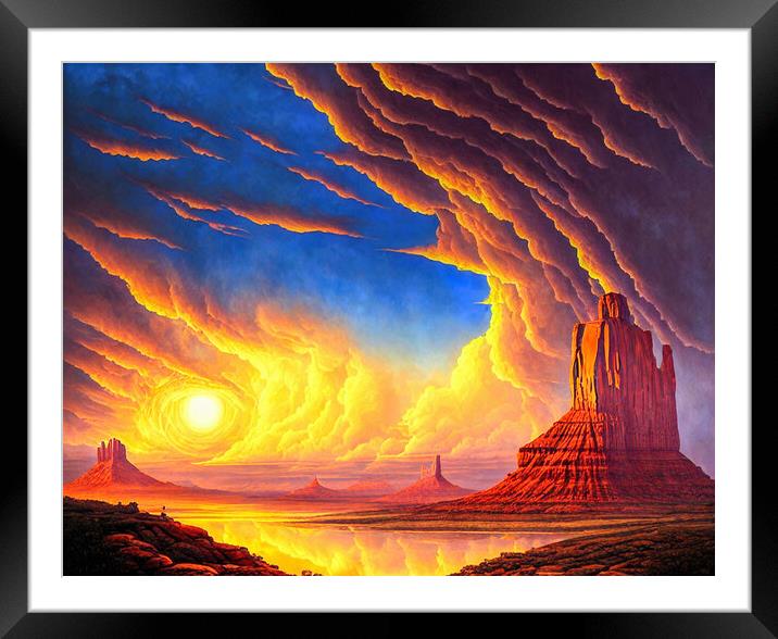 Storm Over Monument Valley Framed Mounted Print by Roger Mechan